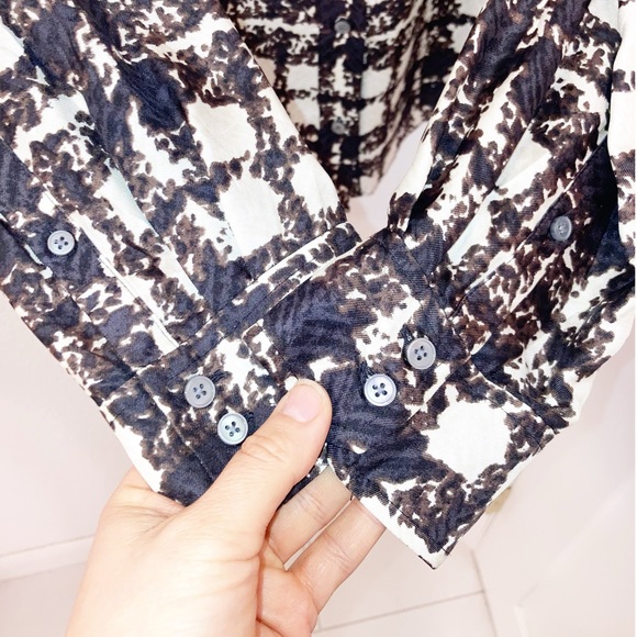 NWOT J. CREW 💯 Silk Twill Black & Ivory Plaid Ruffle Collar Blouse SZ: Medium - Picture 4 of 9